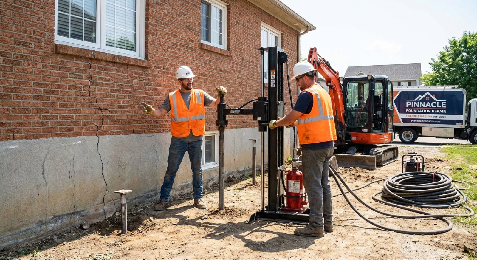 Foundation repair professionals at work